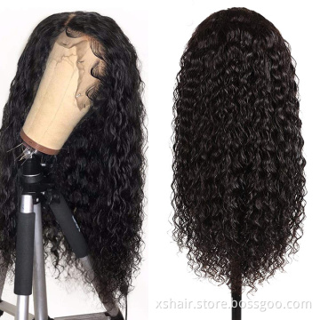 Factory Wholesale Human Hair Highlight High Ponytail Natural Color Pre Plucked Water Mongolian Curly Wig